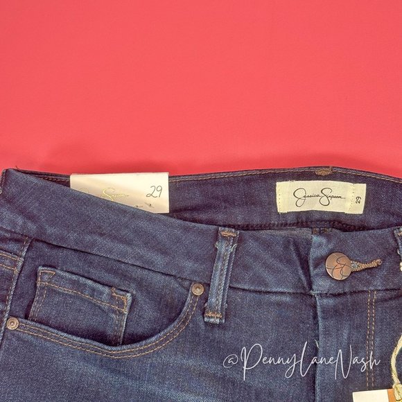 NWT Jessica Simpson Curvy High Rise Skinny Jeans Ripped Knee - Picture 6 of 12